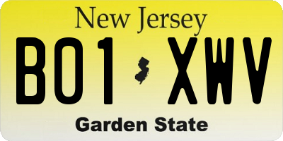 NJ license plate B01XWV