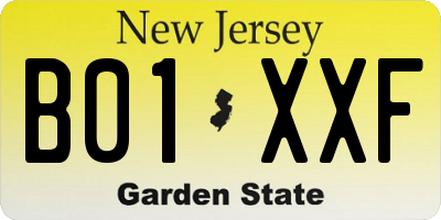 NJ license plate B01XXF