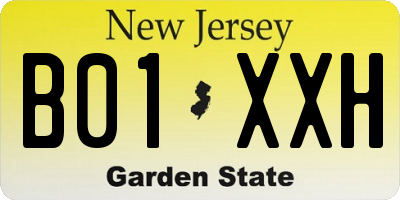 NJ license plate B01XXH