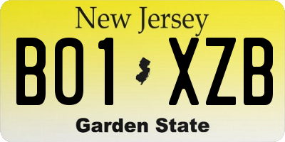 NJ license plate B01XZB