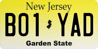 NJ license plate B01YAD