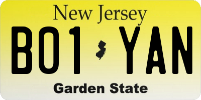 NJ license plate B01YAN