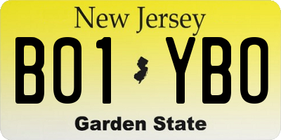 NJ license plate B01YBO
