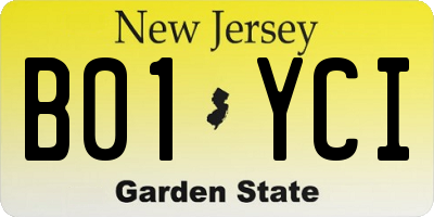 NJ license plate B01YCI