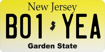 NJ license plate B01YEA
