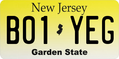 NJ license plate B01YEG
