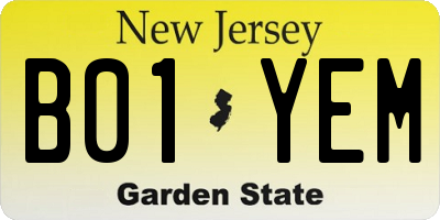 NJ license plate B01YEM