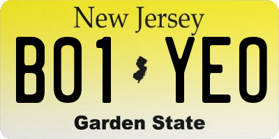 NJ license plate B01YEO