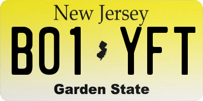 NJ license plate B01YFT