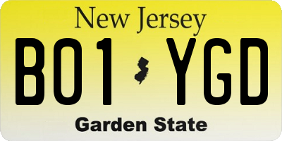 NJ license plate B01YGD