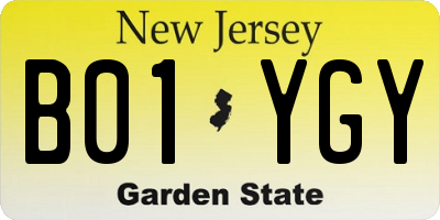 NJ license plate B01YGY