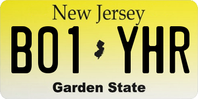 NJ license plate B01YHR