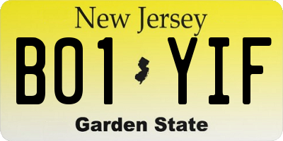 NJ license plate B01YIF
