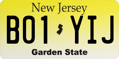 NJ license plate B01YIJ