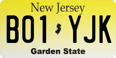 NJ license plate B01YJK