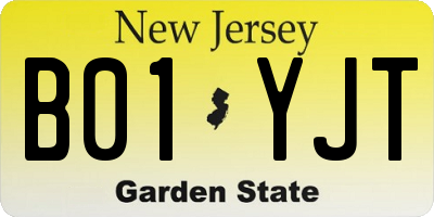 NJ license plate B01YJT