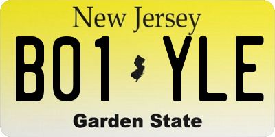 NJ license plate B01YLE