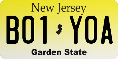 NJ license plate B01YOA