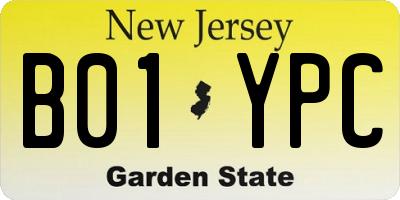 NJ license plate B01YPC