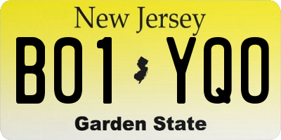 NJ license plate B01YQO