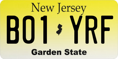 NJ license plate B01YRF