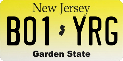 NJ license plate B01YRG