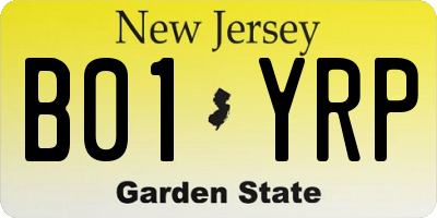 NJ license plate B01YRP