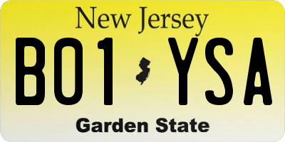 NJ license plate B01YSA