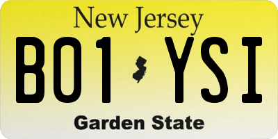 NJ license plate B01YSI