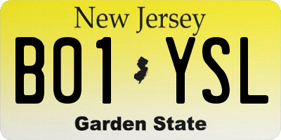 NJ license plate B01YSL