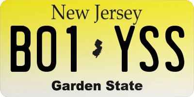 NJ license plate B01YSS