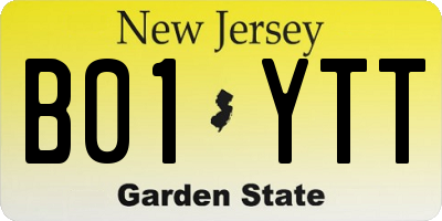 NJ license plate B01YTT