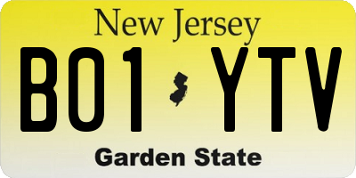 NJ license plate B01YTV