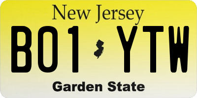 NJ license plate B01YTW