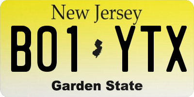 NJ license plate B01YTX