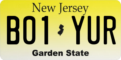 NJ license plate B01YUR