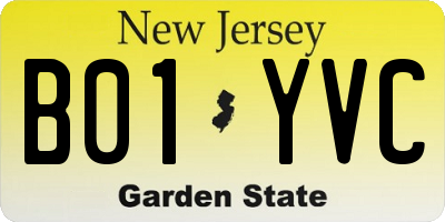NJ license plate B01YVC