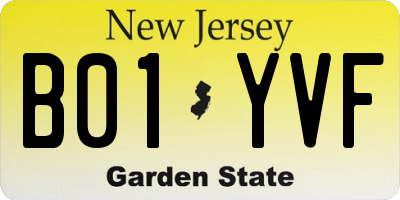 NJ license plate B01YVF