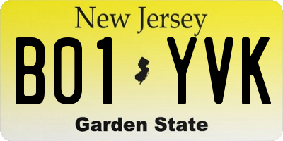 NJ license plate B01YVK