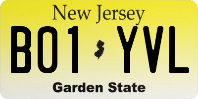 NJ license plate B01YVL