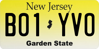 NJ license plate B01YVO