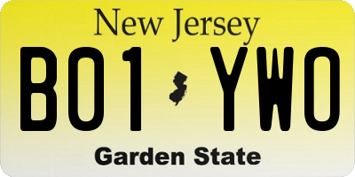 NJ license plate B01YWO