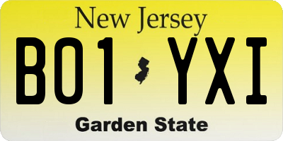 NJ license plate B01YXI
