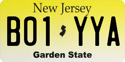 NJ license plate B01YYA