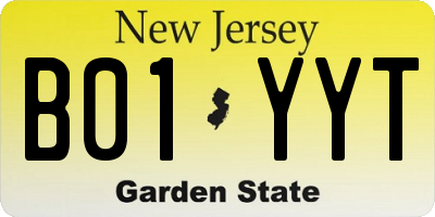 NJ license plate B01YYT