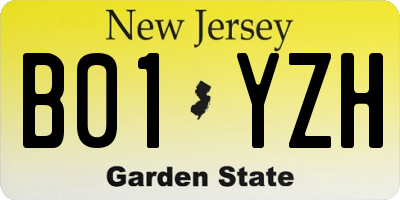 NJ license plate B01YZH