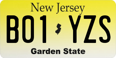 NJ license plate B01YZS