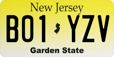 NJ license plate B01YZV