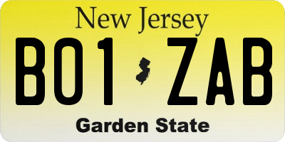 NJ license plate B01ZAB