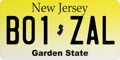 NJ license plate B01ZAL